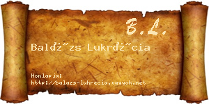 Balázs Lukrécia névjegykártya