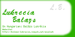 lukrecia balazs business card